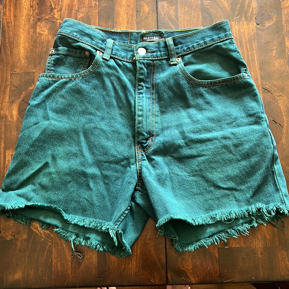 Green levi jean shorts